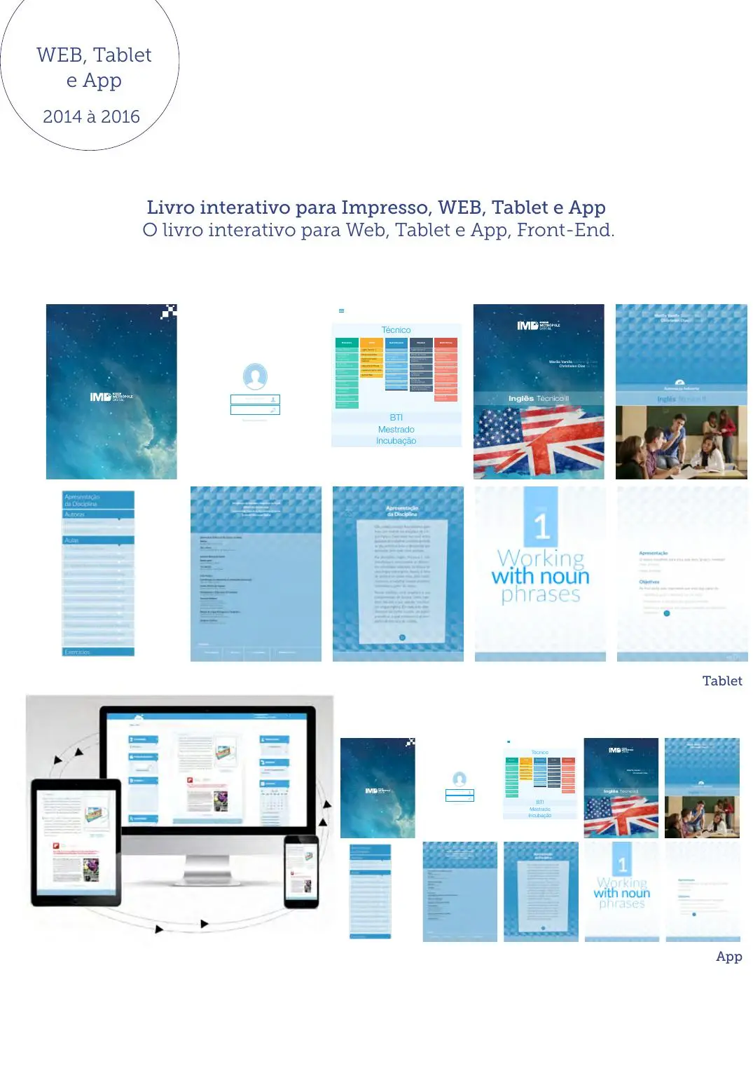 Livro interativo real apresentado em web, tablet e aplicativo